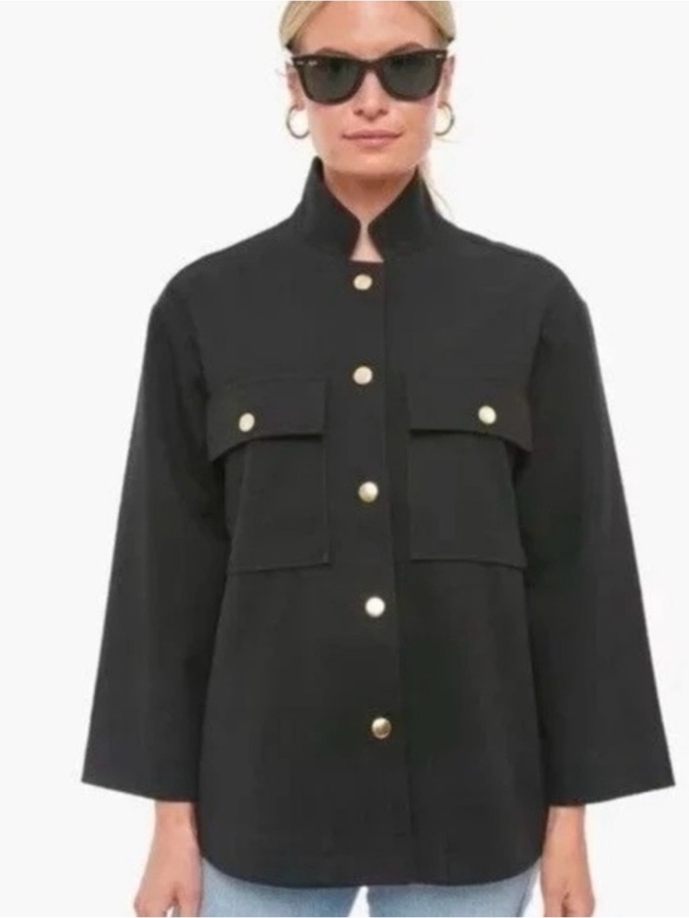 Tuckernuck Black Jacket Gold Buttons Structured Utility Jacket XS NWT